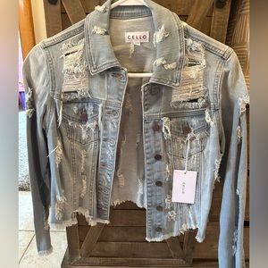 Cello Distressed Crop Jean Jacket